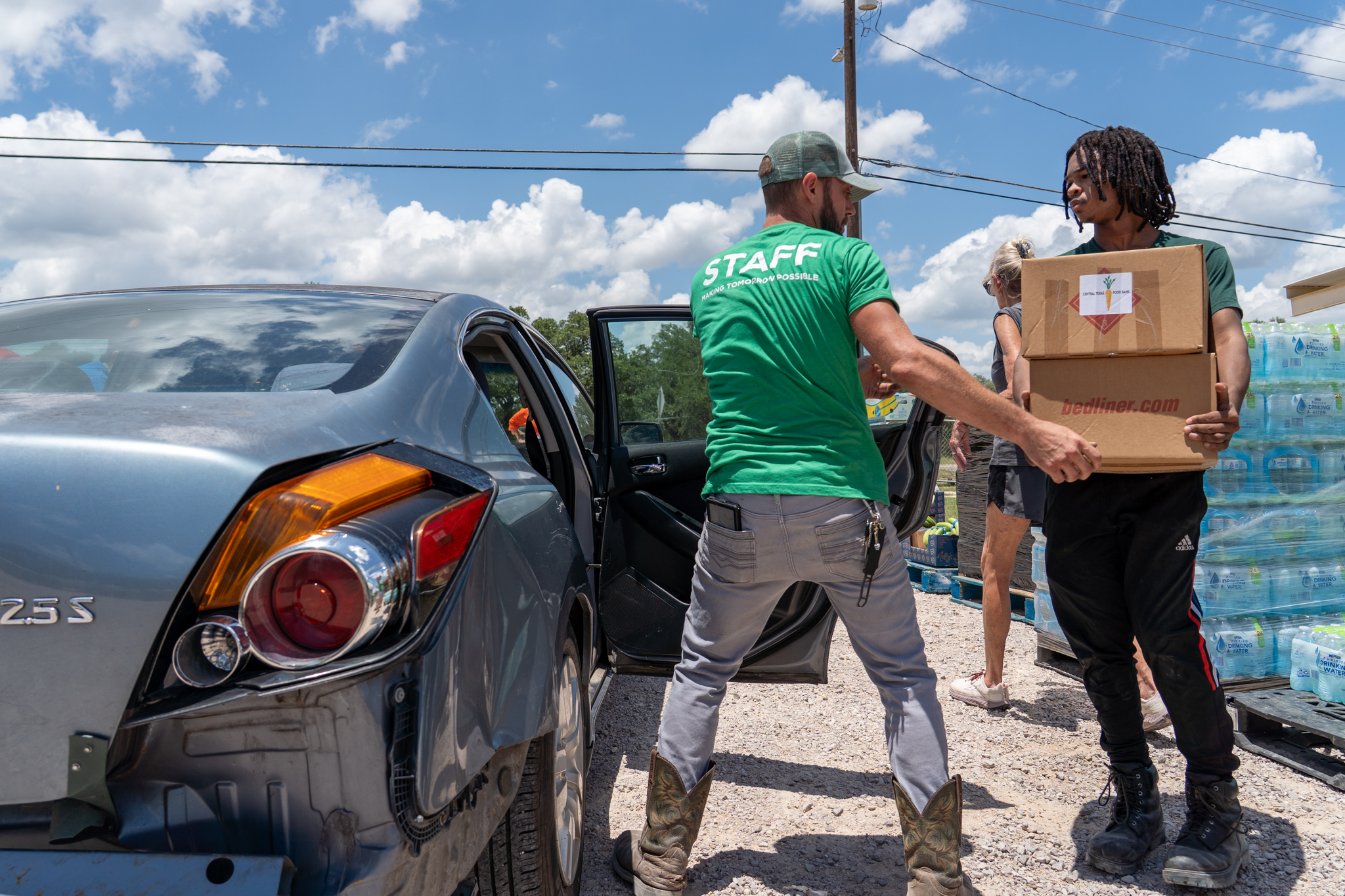 CTFB Staff at emergency food distribution after flood in Bertram Texas