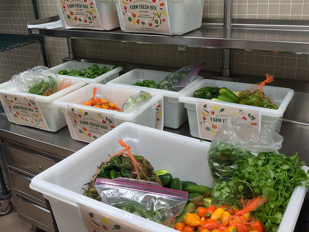 Fresh produce in the Lake Travis ISD kitchen