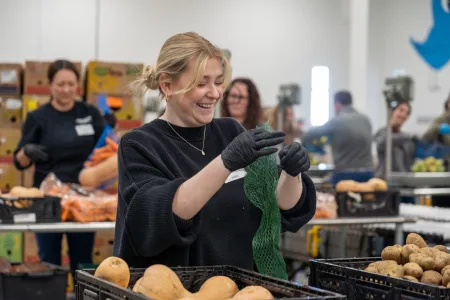 CTFB volunteer in Sort warehouse Austin facility